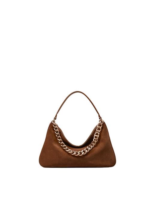 Borsa da donna in pelle scamosciata, a mano/spalla, catena, colore cuoio. TWINSET | 252TB716200057